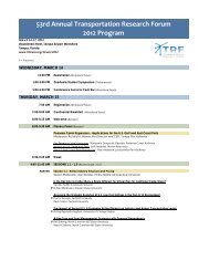 53rd Annual Transportation Research Forum 2012 Program