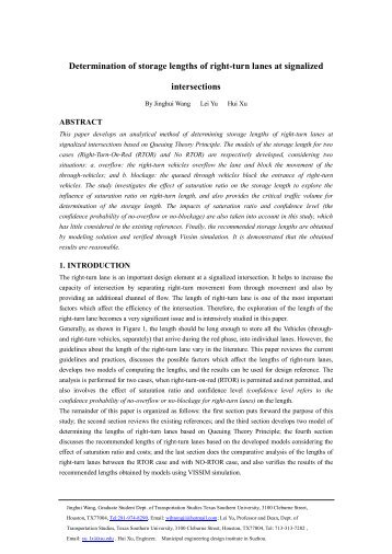 Determination of storage lengths of right-turn lanes at signalized ...