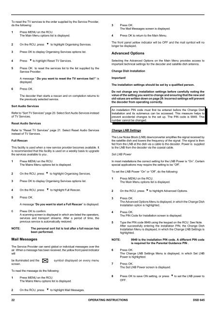 Operators manual for the 645 decode - UEC Technologies