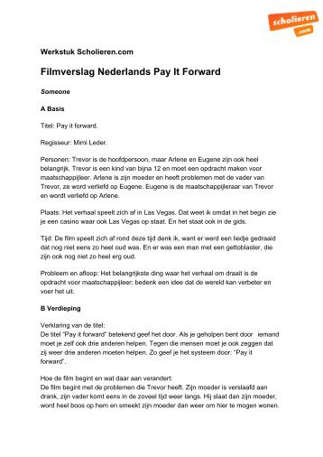 Filmverslag Nederlands Pay It Forward - Edushock