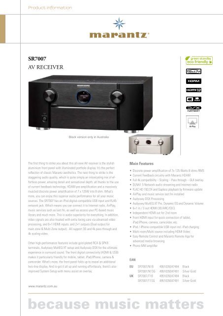 Marantz SR7007 Product Brochure - Pacific Hi Fi Liverpool