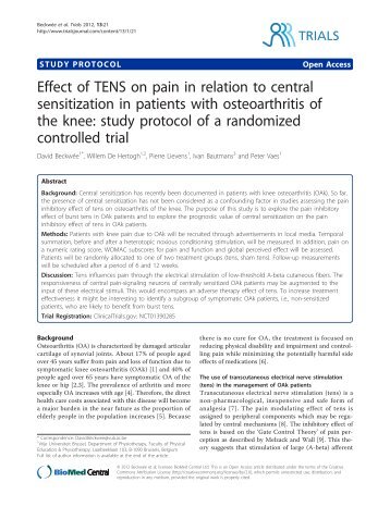 Effect of TENS on pain in relation to central ... - BioMed Central