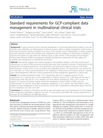 Standard requirements for GCP-compliant data management in - Trials