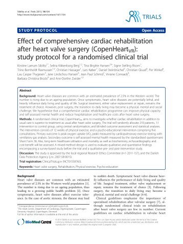 Effect of comprehensive cardiac rehabilitation after heart ... - Trials