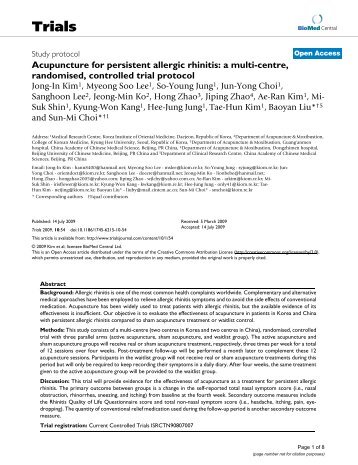 Acupuncture for persistent allergic rhinitis: a multi-centre ...