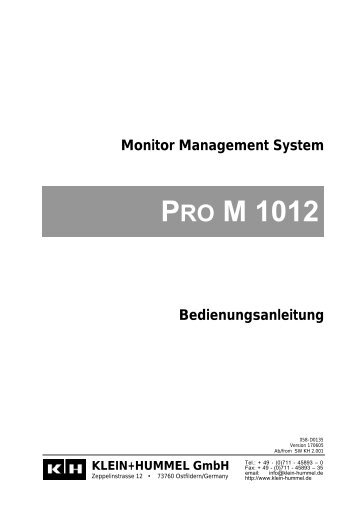 Bedienungsanleitung - Klein + Hummel