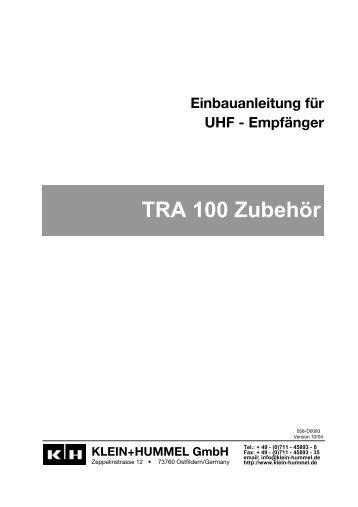 Installation Guide for UHF (German) - Klein + Hummel