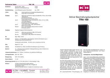 Prospectus Version 10/01 - Klein + Hummel