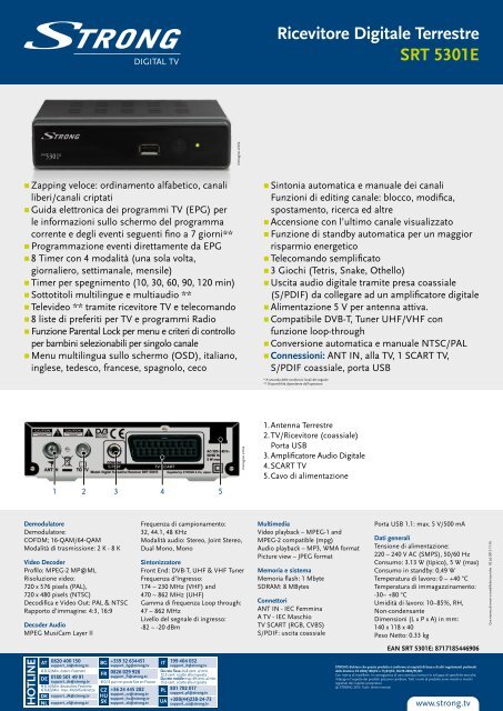 Ricevitore Digitale Terrestre SRT 5301E - STRONG Digital TV