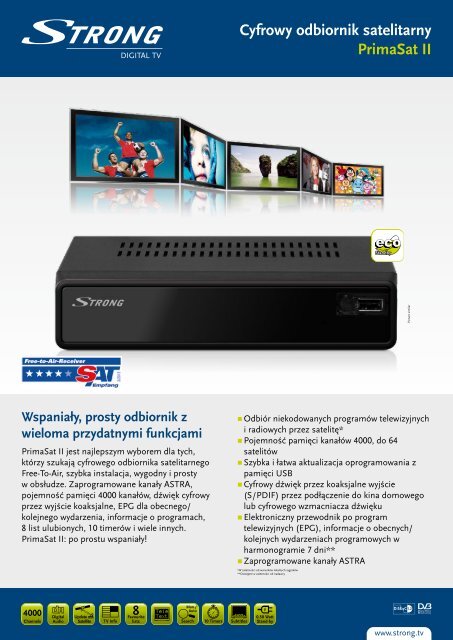 Cyfrowy odbiornik satelitarny PrimaSat II - STRONG Digital TV