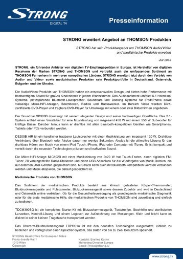 STRONG erweitert Angebot an THOMSON Produkten - Strong.tv