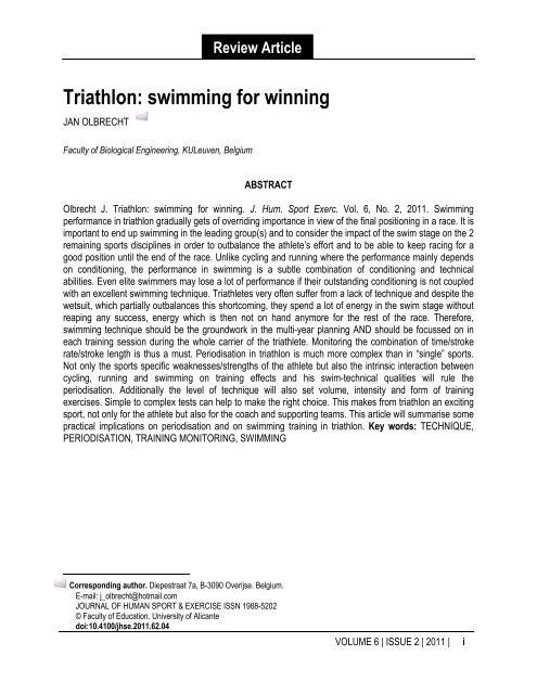 Triathlon: swimming for winning