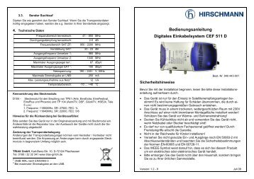 Bedienungsanleitung Digitales Einkabelsystem CEF 511 D - Triax