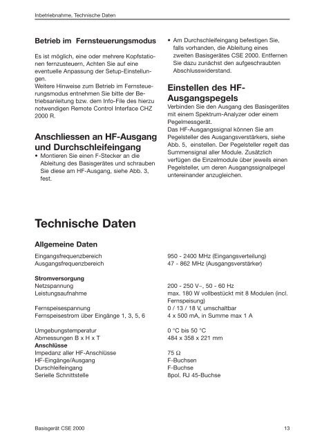 Betriebsanleitung BasisgerÃ¤t CSE 2000 - Triax