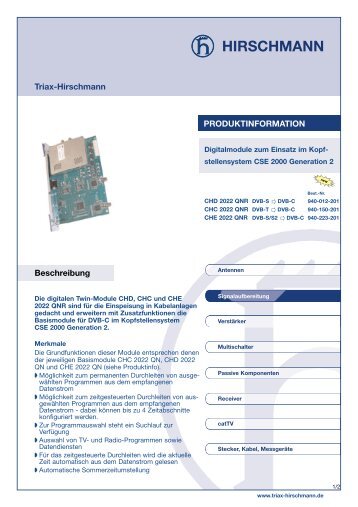 Beschreibung Triax-Hirschmann PRODUKTINFORMATION