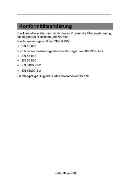 Hirschmann SR 110 Digitaler SAT-Receiver