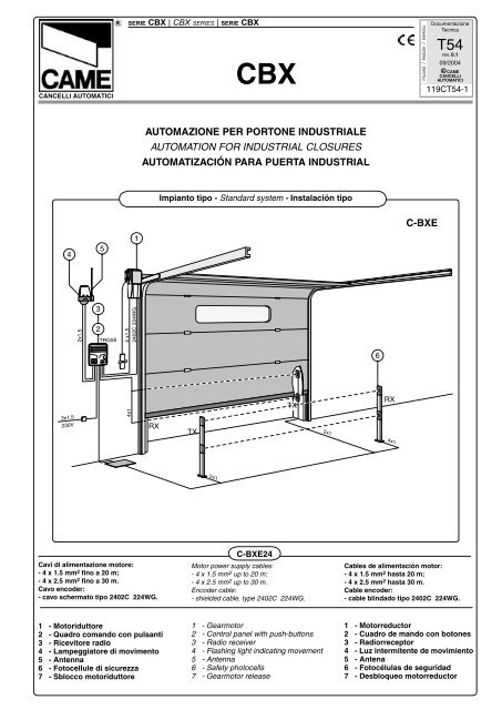 c-bxe automazione per portone industriale automation for ... - Tribpt