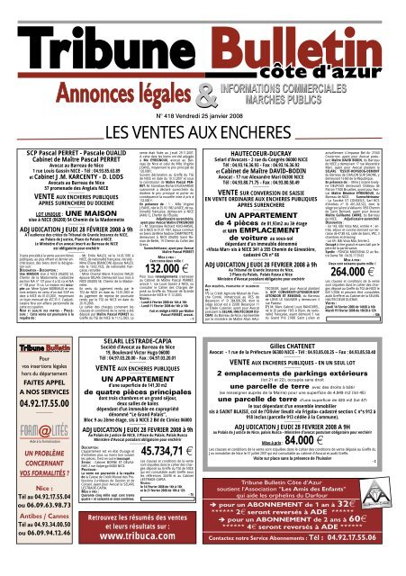 418 ANNONCES.indd - Tribune Bulletin CÃ´te d'Azur