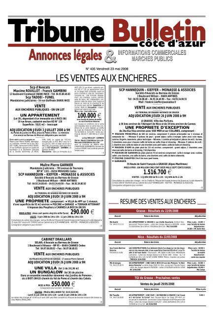 LES VENTES AUX ENCHERES - Tribune Bulletin CÃ´te d'Azur