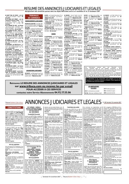 409 ANNONCES.indd - Tribune Bulletin CÃ´te d'Azur