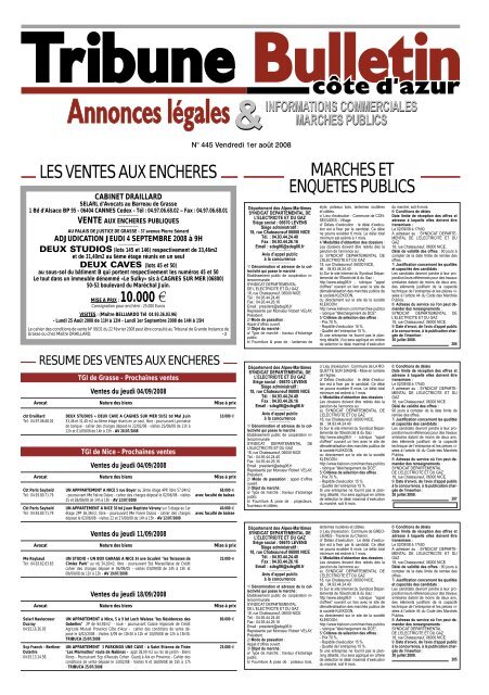 445 ANNONCES.indd - Tribune Bulletin CÃ´te d'Azur
