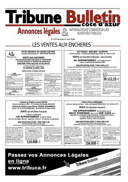 vente aux encheres - Tribune Bulletin CÃ´te d'Azur