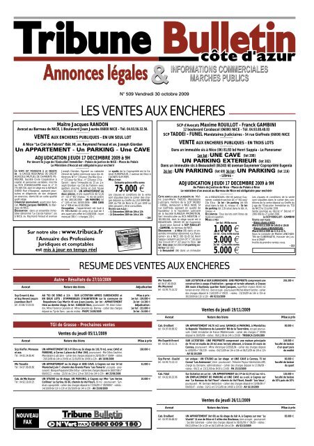 509 ANNONCES.indd - Tribune Bulletin CÃ´te d'Azur
