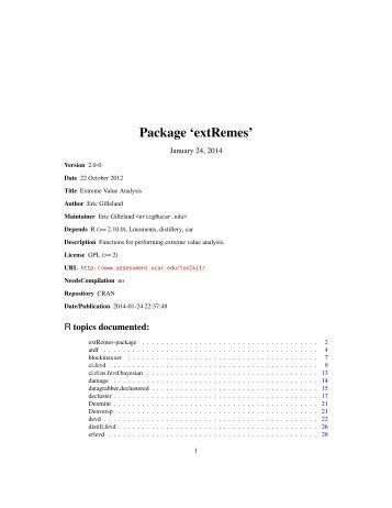 Package 'extRemes' - What are R and CRAN?