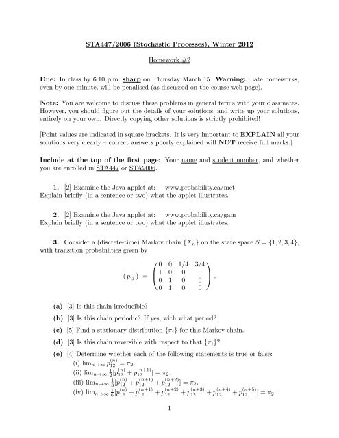 Homework #2 - probability.ca