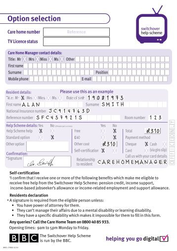 Options form (pdf 389kb) - Switchover Help Scheme