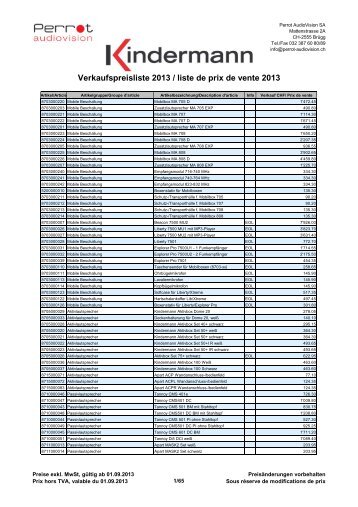 Verkaufspreisliste 2013 / liste de prix de vente 2013 - Perrot ...