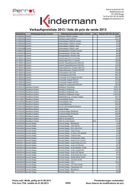 Verkaufspreisliste 2013 / liste de prix de vente 2013 - Perrot ...