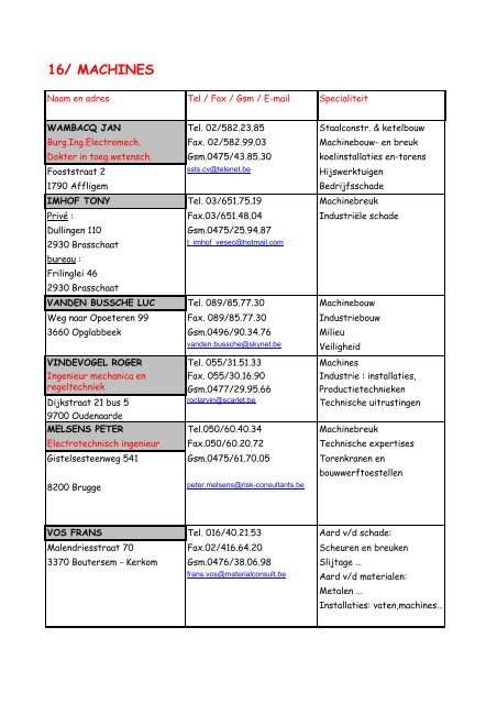 Lijst met deskundigen - Rechtbank van Koophandel Dendermonde