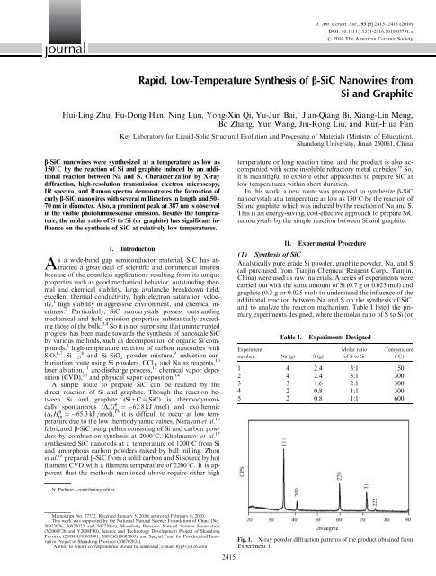 Rapid Low Temperature Synthesis Of B Sic Nanowires From Si And