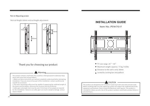 Instruction Manual for the "26inch-50inch Fixed mount ... - Loctek