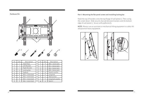 Instruction Manual for the "26inch-50inch tilting mount ... - Loctek