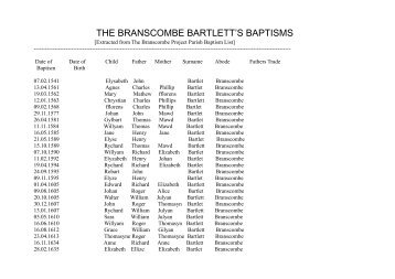 Bartlett Baptisms - Branscombe Project