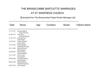 THE BRANSCOMBE BARTLETT'S MARRIAGES - Branscombe Project