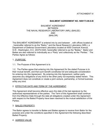 Draft Bailment Agreement
