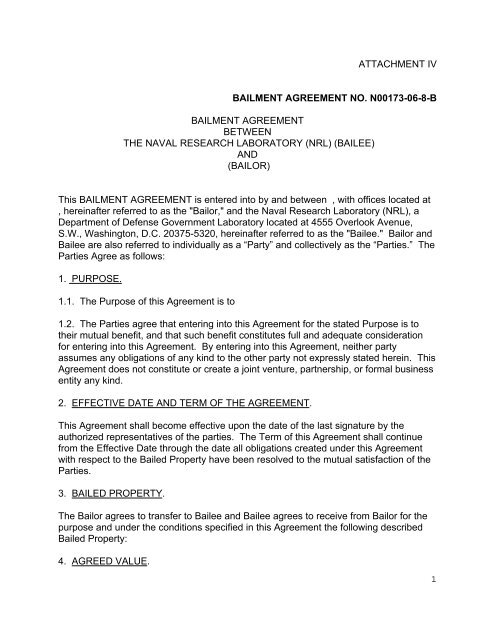 Draft Bailment Agreement