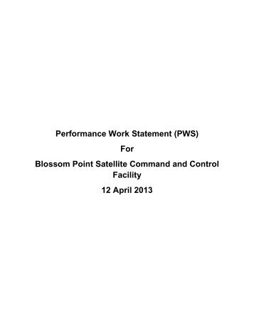 Performance Work Statement (PWS) For Blossom Point ... - U.S. Navy