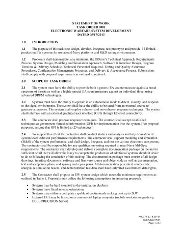 STATEMENT OF WORK TASK ORDER 0001 ELECTRONIC ...