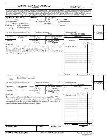 Exhibit A - DD Form 1423 Contract Data Requirements ... - U.S. Navy