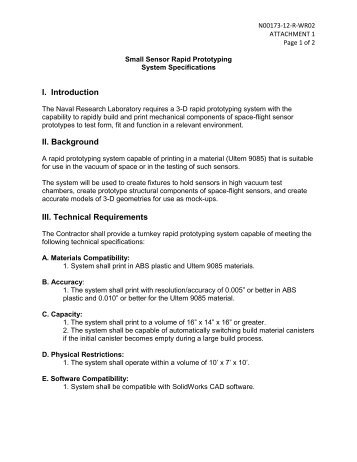 I. Introduction II. Background III. Technical Requirements
