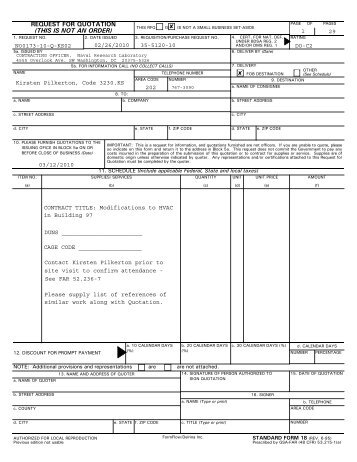 REQUEST FOR QUOTATION (THIS IS NOT AN ORDER) - U.S. Navy