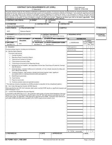 CONTRACT DATA REQUIREMENTS LIST (CDRL)