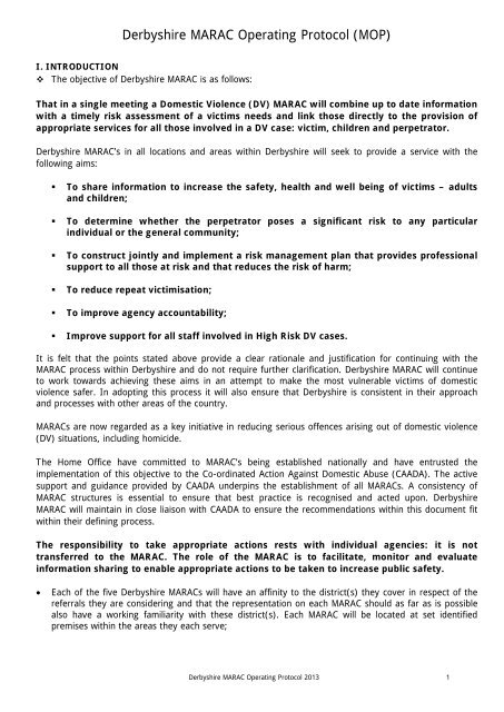 MARAC Operating Protocol 2013 - Safer Derbyshire