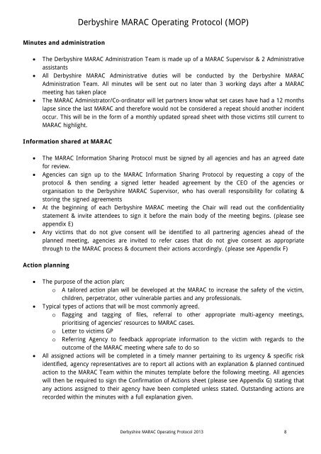 MARAC Operating Protocol 2013 - Safer Derbyshire