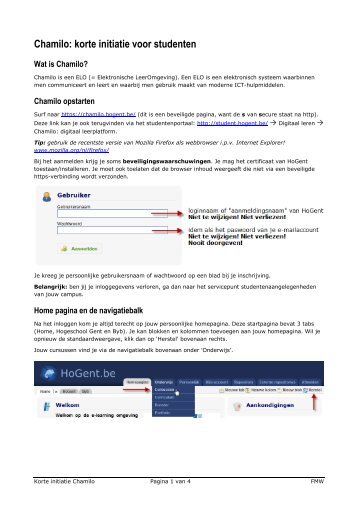 Chamilo: korte initiatie voor studenten - Hogeschool Gent