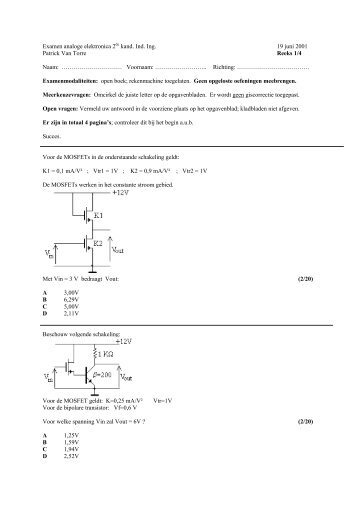 Examen analoge elektronica 2de kand